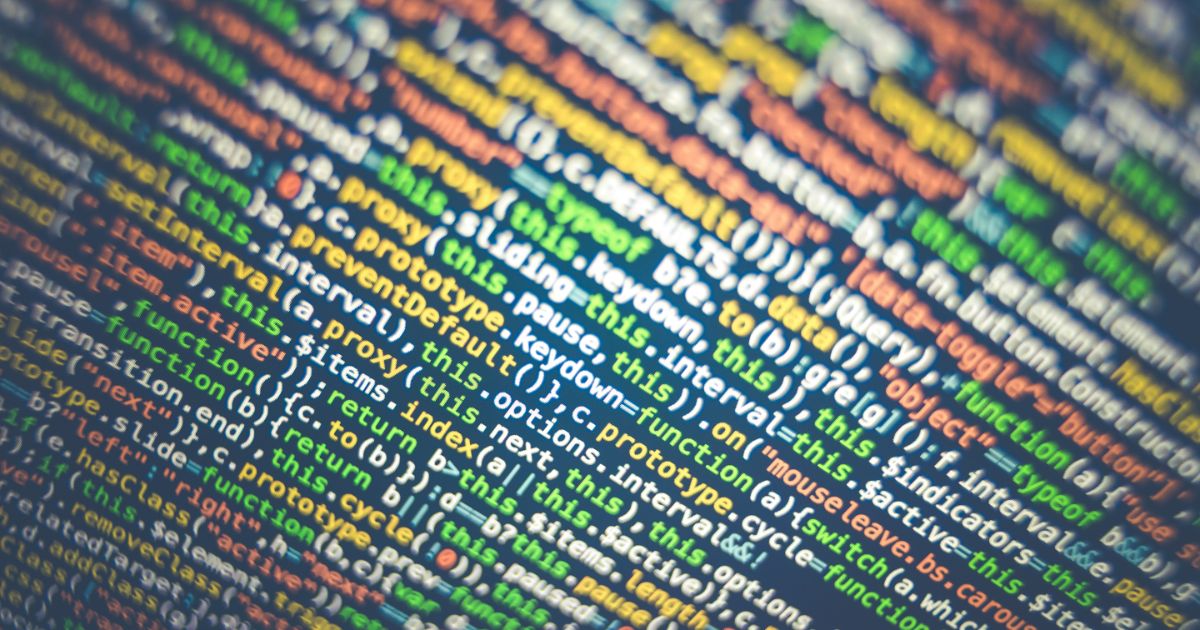 Colorful JavaScript code on a computer screen.